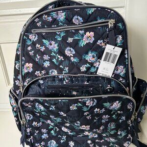 Vera Bradley Deluxe Backpack Dark Blue/Lilac flower print